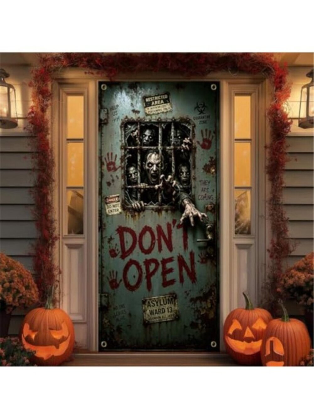 Halloween Door Cover 71x35 Inch Horror Halloween Indoor Outdoor Decorations